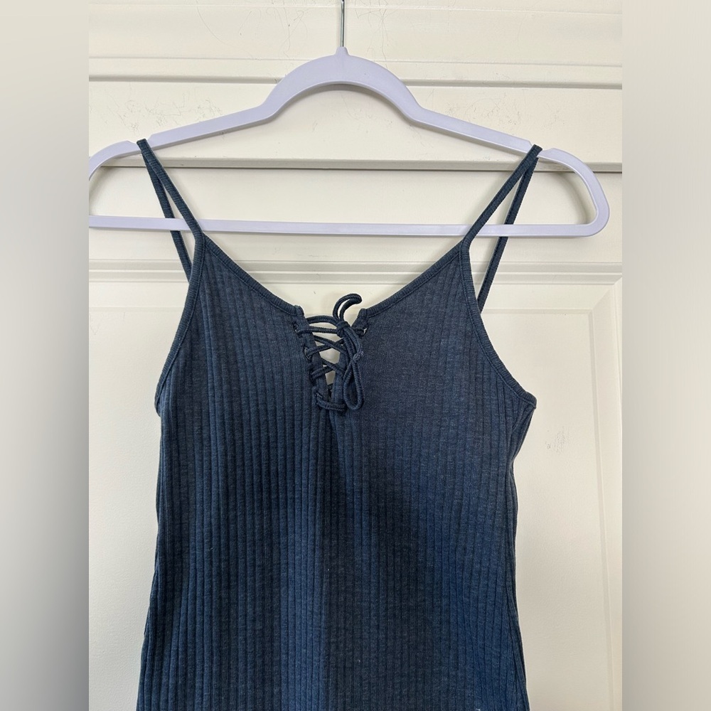 Topshop Blue Ribbed Bodycon Dress Size 8 - Picture 6 of 10